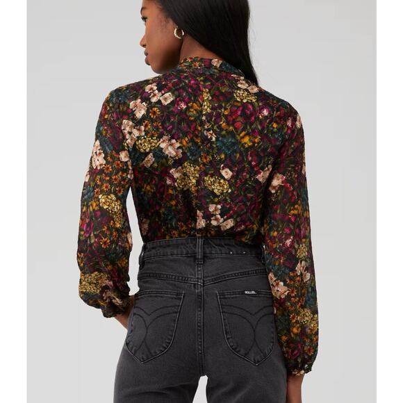 Amanda Uprichard Revolve Hera Floral deep V Romantic Thong Bodysuit Sz XL - Picture 2 of 12